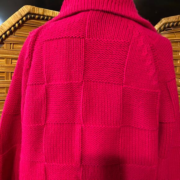 Vintage Sears Mary Lewis berry pink Chunky Knit Cardigan Sweater Japan Size 38 M - Picture 3 of 9